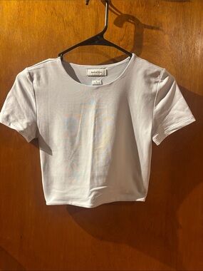Babaton Grayish/Blue Short-Sleeve Cropped Crew Tee